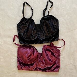 NWT! Victoria's Secret Very Sexy Velvet Shimmer Long Line Bra Bundle Sz 32D